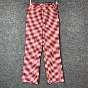 Sonderhaus Womens XS Red White Gingham Cotton Wide Leg Drawstring Pants
